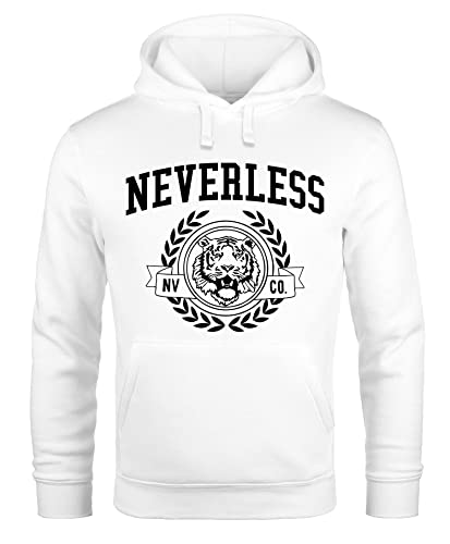 Neverless® Hoodie Herren Print Aufdruck Schrift Oldschool Vintage USA Kapuzen-Pullover Männer Fashion Streetstyle weiß XXL von Neverless