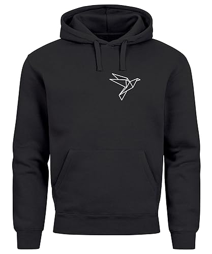 Neverless® Hoodie Herren Print Aufdruck Vogel Origami Polygon Brustprint Logo Fashion Streetstyle schwarz M von Neverless