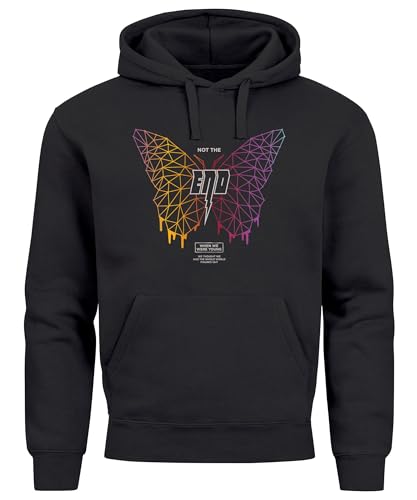 Neverless® Hoodie Herren Print Schmetterling Geometric Design Butterlfy Spruch Not The End Fashion Streetstyle schwarz 4XL von Neverless