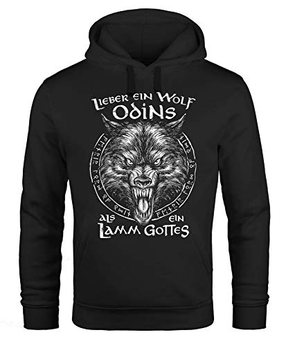 Neverless® Hoodie Herren Spruch Lieber EIN Wolf Odins als EIN Lamm Gottes Wikinger nordische Mythologie Fashion Streetstyle schwarz 4XL von Neverless