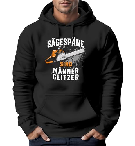 Neverless® Hoodie Herren Spruch Sägespäne sind Männer-Glitzer Motiv Handwerker Säge Fashion Streetstyle schwarz 3XL von Neverless