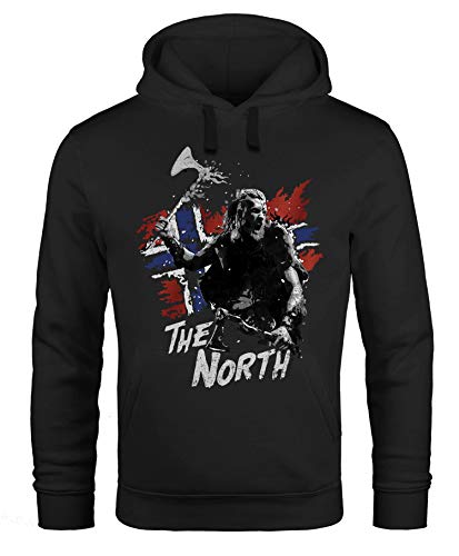 Neverless® Hoodie Herren The North Wikinger Berserker Norwegen Valhalla Odin Ragnar Print Aufdruck Fashion Streetstyle schwarz XXL von Neverless