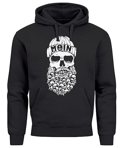 Neverless® Hoodie Herren Totenkopf Nordisch Moin Hamburg Dialekt Skull Anker Fashion Streetstyle schwarz L von Neverless