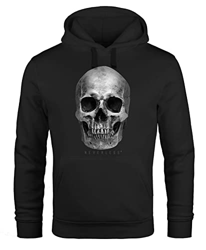 Neverless® Hoodie Herren Totenkopf Skull Totenschädel Aufdruck Print Motiv Kapuzen-Pullover Männer Fashion Streetstyle schwarz L von Neverless