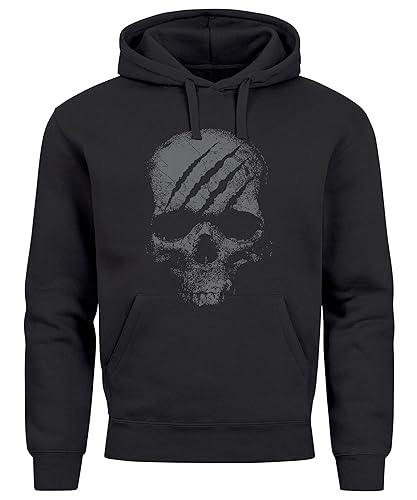 Neverless® Hoodie Herren Totenkopf Skull Totenschädel Skelett Print Aufdruck Fashion Streetstyle schwarz XL von Neverless