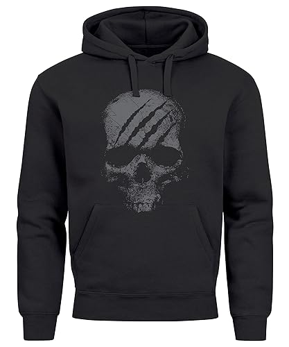 Neverless® Hoodie Herren Totenkopf Skull Totenschädel Skelett Print Aufdruck Fashion Streetstyle schwarz XS von Neverless