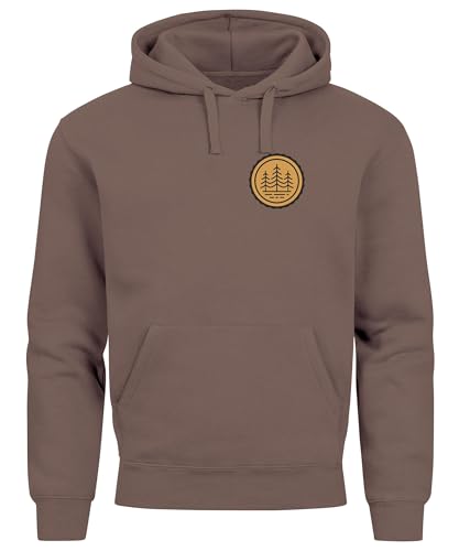 Neverless® Hoodie Herren Wald Bäume Logo Badge Naturliebhaber Outdoor Fashion Streetstyle Mocha L von Neverless