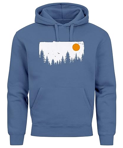 Neverless® Hoodie Herren Wald Bäume Outdoor Adventure Abenteuer Natur-Liebhaber Fashion Streetstyle Indigo Blue XL von Neverless