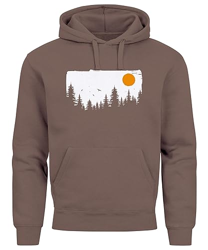 Neverless® Hoodie Herren Wald Bäume Outdoor Adventure Abenteuer Natur-Liebhaber Fashion Streetstyle Mocha 3XL von Neverless