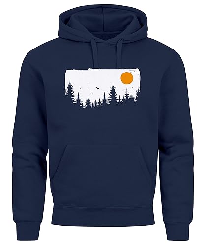 Neverless® Hoodie Herren Wald Bäume Outdoor Adventure Abenteuer Natur-Liebhaber Fashion Streetstyle Navy 4XL von Neverless