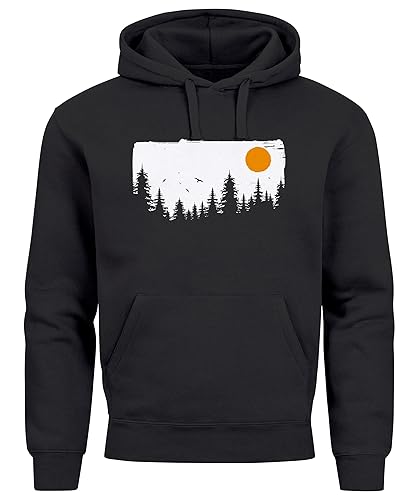 Neverless® Hoodie Herren Wald Bäume Outdoor Adventure Abenteuer Natur-Liebhaber Fashion Streetstyle schwarz 4XL von Neverless