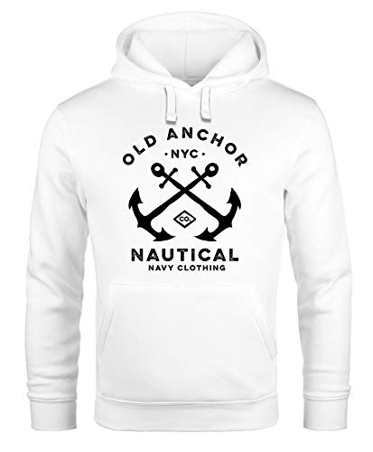 Neverless® Hoodie Herren gekreuzte Anker Old Anchor Nautical Kapuzen-Pullover Männer weiß L von Neverless