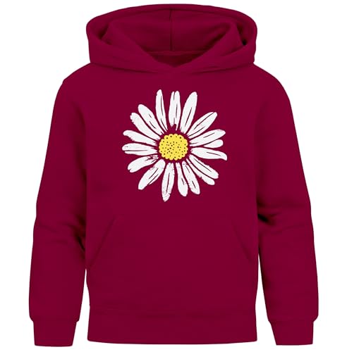 Neverless® Kinder Hoodie Mädchen Blumen Aufdruck Kapuzenpullover Sweatshirt Kapuze Bordeauxrot 152 von Neverless