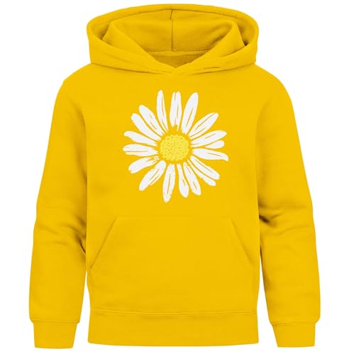 Neverless® Kinder Hoodie Mädchen Blumen Aufdruck Kapuzenpullover Sweatshirt Kapuze gelb 164 von Neverless