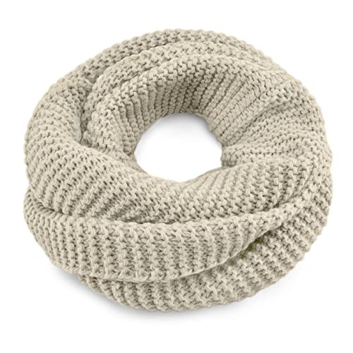 Neverless® Damen Loopschal Strickschal Schlauchschal Winterschal einfarbig beige unisize von Neverless