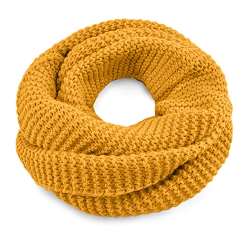 Neverless® Damen Loopschal Strickschal Schlauchschal Winterschal einfarbig senfgelb unisize von Neverless