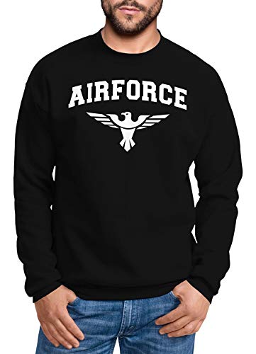 Neverless® Sweatshirt Herren Airforce US Army Adler Militär Schrift Rundhals-Pullover schwarz XL von Neverless