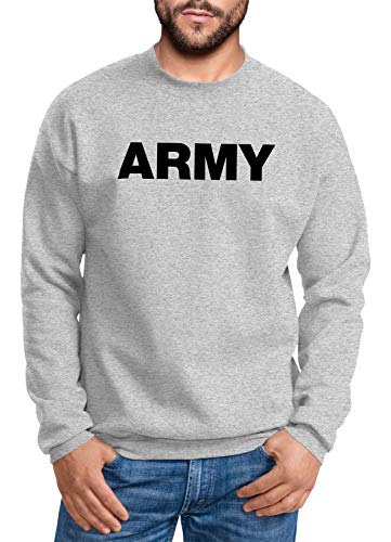 Neverless® Sweatshirt Herren Aufdruck Army Print Rundhals-Pullover grau-schwarz M von Neverless