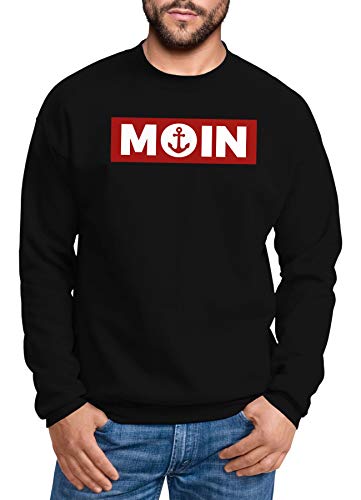 Neverless® Sweatshirt Herren Moin norddeutsch Morgen Anker Rundhals-Pullover schwarz M von Neverless