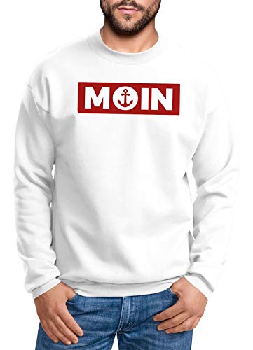 Neverless® Sweatshirt Herren Moin norddeutsch Morgen Anker Rundhals-Pullover weiß XXL von Neverless