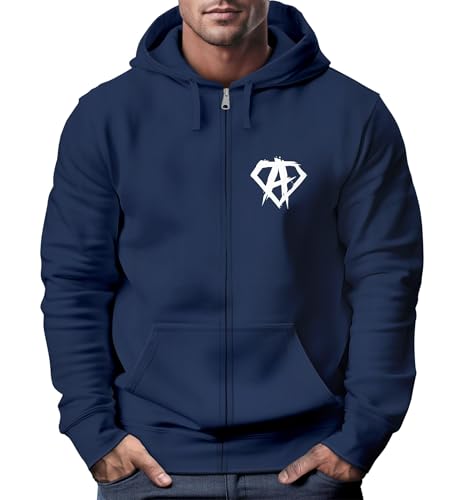Neverless® Zip Hoodie Herren Sweatjacke mit Kapuze Alpha Logo Print Aufdruck Motiv Männer Fashion Streetstyle Navy XXL von Neverless