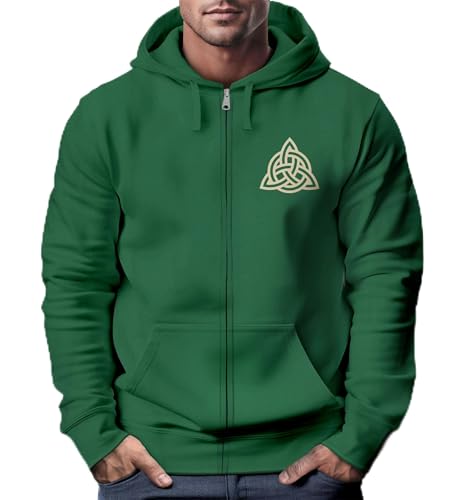 Neverless® Zip Hoodie Herren Sweatjacke mit Kapuze Logo Wikinger nordische Mythologie Valknut Wotansknoten Valhalla Bottle-Green XL von Neverless