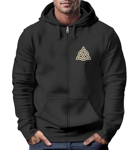 Neverless® Zip Hoodie Herren Sweatjacke mit Kapuze Logo Wikinger nordische Mythologie Valknut Wotansknoten Valhalla schwarz M von Neverless