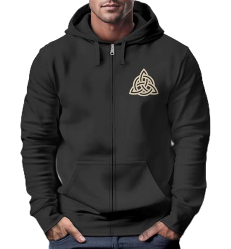 Neverless® Zip Hoodie Herren Sweatjacke mit Kapuze Logo Wikinger nordische Mythologie Valknut Wotansknoten Valhalla schwarz XL von Neverless