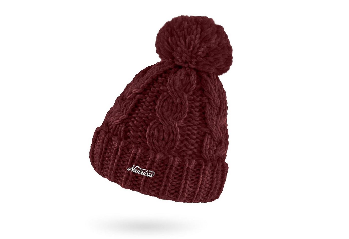 Neverless Bommelmütze Damen Mütze Grobstrick Strick-Bommel Pudelmütze Zopfstrickmuster von Neverless