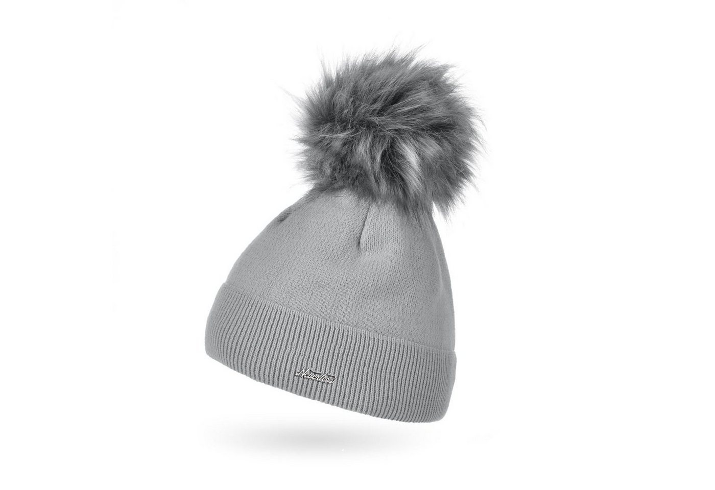 Neverless Bommelmütze Damen Mütze gefüttert Fell-Bommel Kunstfell Wollmütze Wintermütze von Neverless