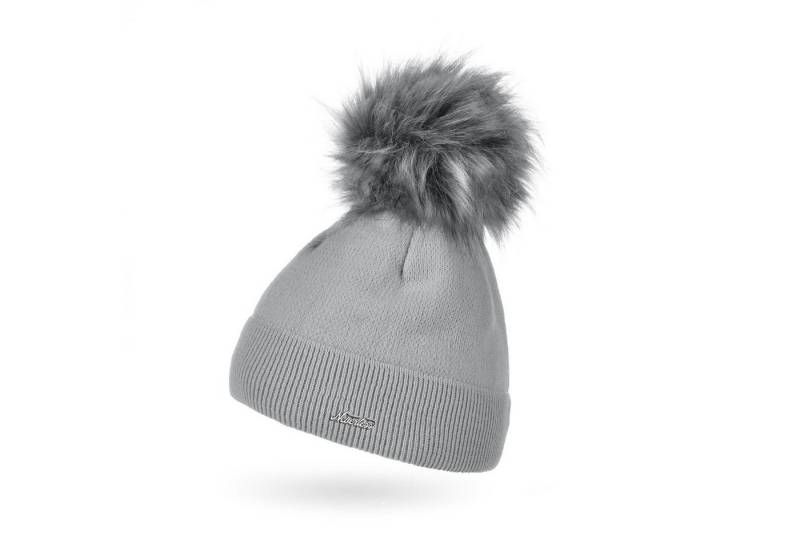 Neverless Bommelmütze Damen Mütze gefüttert Fell-Bommel Kunstfell Wollmütze Wintermütze von Neverless
