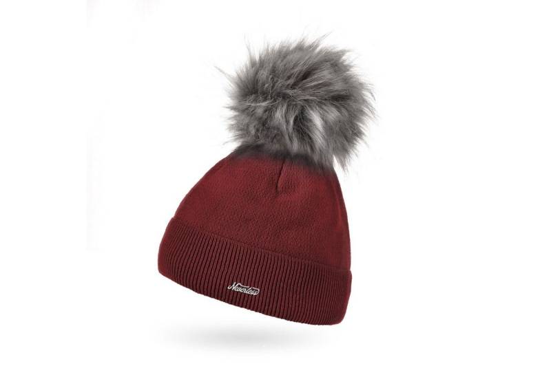Neverless Bommelmütze Damen Mütze gefüttert Fell-Bommel Kunstfell Wollmütze Wintermütze von Neverless
