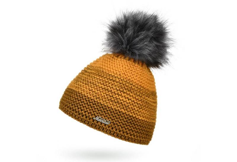 Neverless Bommelmütze Damen Mütze gefüttert Fleece-Innenfutter Fell-Bommel Kunstfell von Neverless