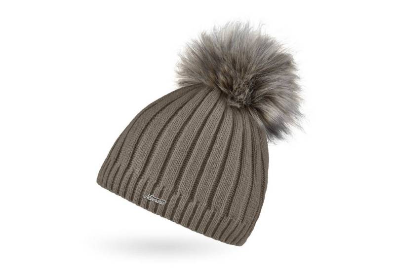 Neverless Bommelmütze Damen Strick-Mütze gefüttert Fell-Bommel Kunstfell Bommelmütze Fleece-Innenfutter Neverless® von Neverless
