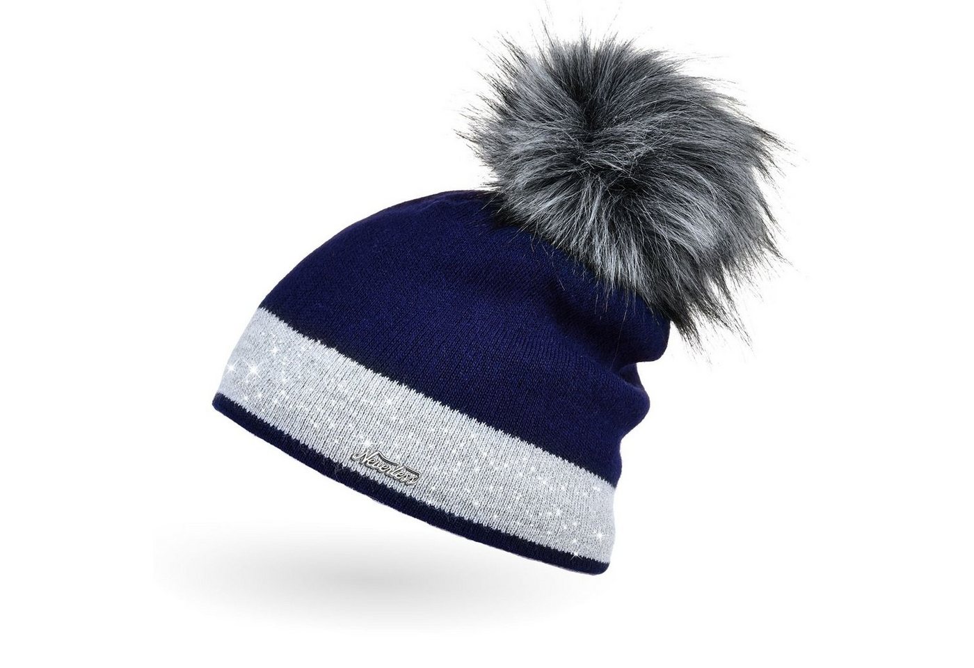 Neverless Bommelmütze Damen Strick-Mütze gefüttert Fell-Bommel Kunstfell Winter-Mütze von Neverless