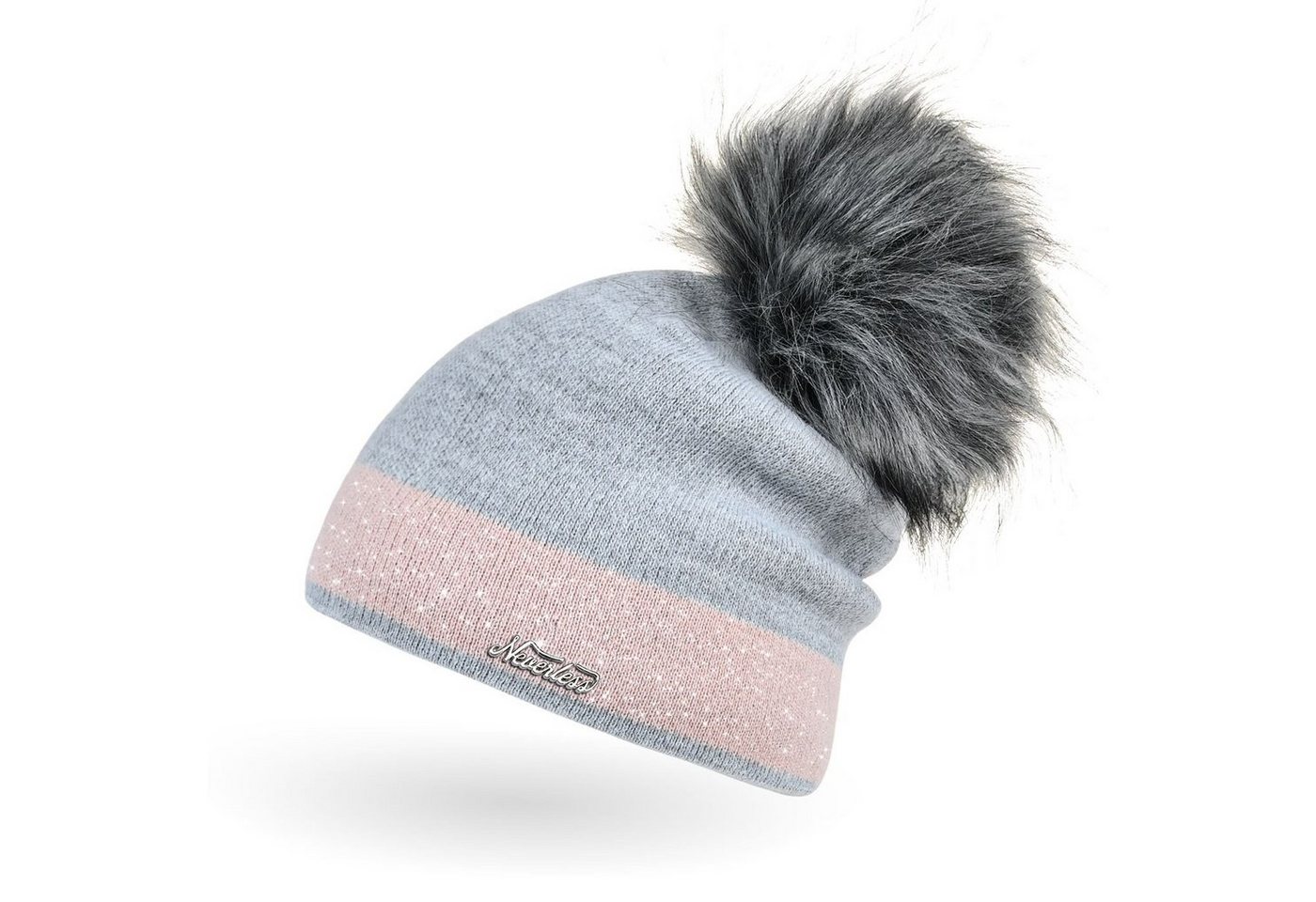 Neverless Bommelmütze Damen Strick-Mütze gefüttert Fell-Bommel Kunstfell Winter-Mütze von Neverless