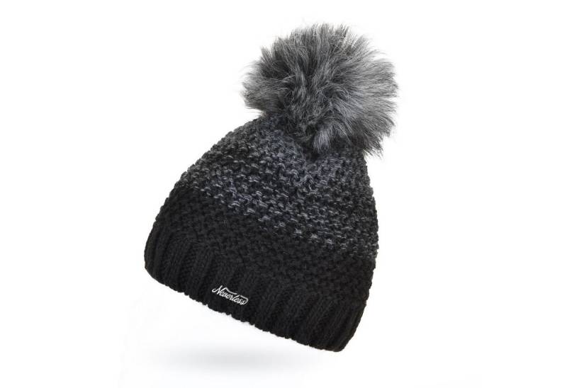 Neverless Bommelmütze Damen Strick-Mütze gefüttert Fleece Fell-Bommel Kunstfell von Neverless