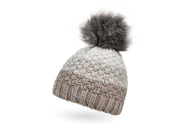 Neverless Bommelmütze Damen Strick-Mütze gefüttert Fleece-Innenfutter Fell-Bommel Kunstfell von Neverless