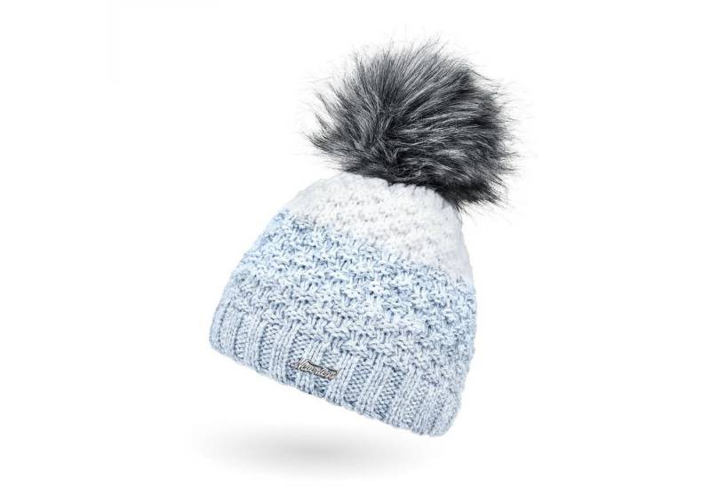 Neverless Bommelmütze Damen Strick-Mütze gefüttert Fleece-Innenfutter Fell-Bommel Kunstfell von Neverless