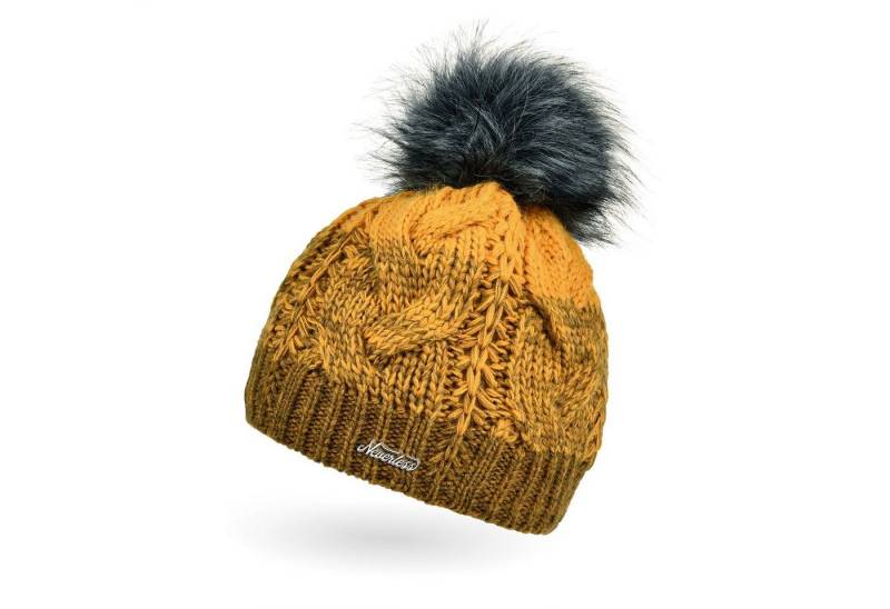 Neverless Bommelmütze Damen Strick-Mütze gefüttert Fleece-Innenfutter Fell-Bommel Kunstfell Neverless Bommelmütze Damen Strick-Mütze gefüttert Fleece-Innenfutter Fell-Bommel Kunstfell von Neverless