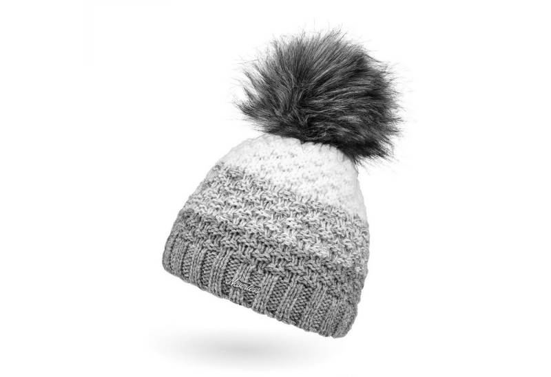 Neverless Bommelmütze Damen Strick-Mütze gefüttert Fleece-Innenfutter Fell-Bommel Kunstfell von Neverless