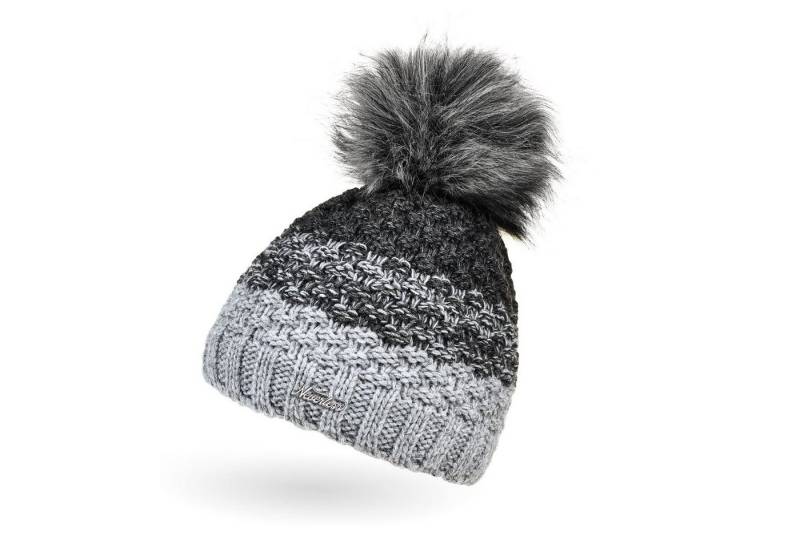 Neverless Bommelmütze Damen Strick-Mütze gefüttert Fleece-Innenfutter Fell-Bommel Kunstfell von Neverless