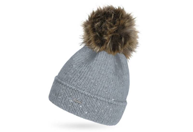 Neverless Bommelmütze Damen Strick-Mütze mit Fellbommel und Innenfutter Fleece Kunstfell von Neverless