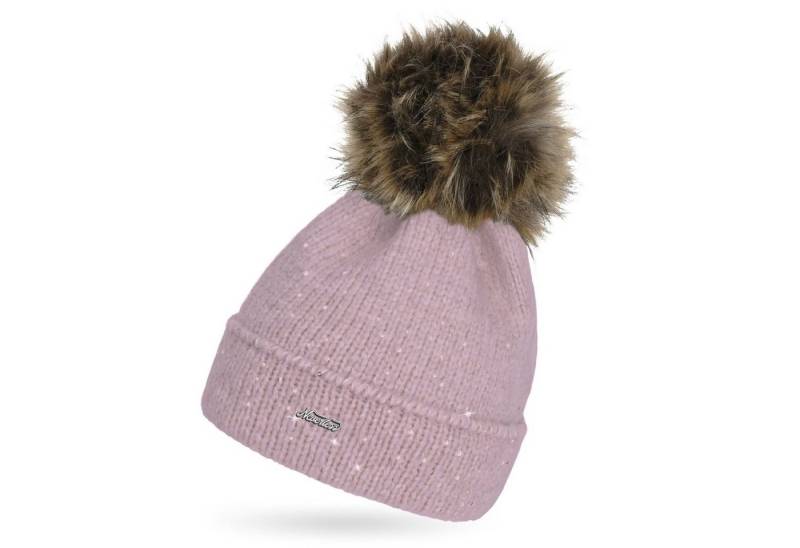 Neverless Bommelmütze Damen Strick-Mütze mit Fellbommel und Innenfutter Fleece Kunstfell von Neverless