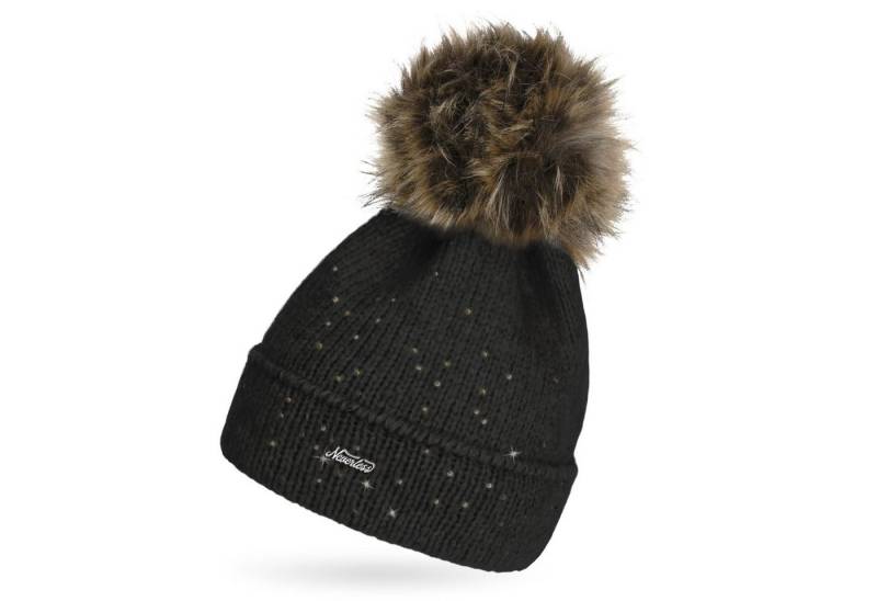 Neverless Bommelmütze Damen Strick-Mütze mit Fellbommel und Innenfutter Fleece Kunstfell von Neverless