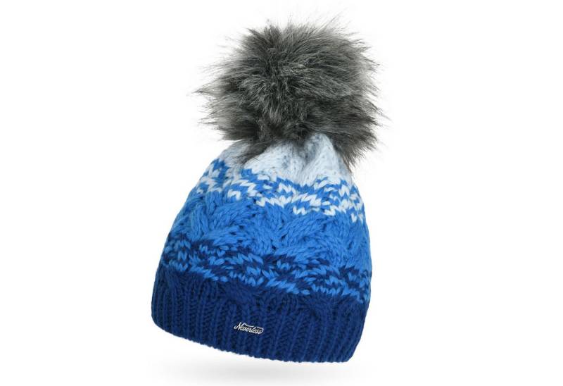 Neverless Bommelmütze Damen Strick-Mütze mit Fleecefutter Fell-Bommel Kunstfell Wintermütze von Neverless
