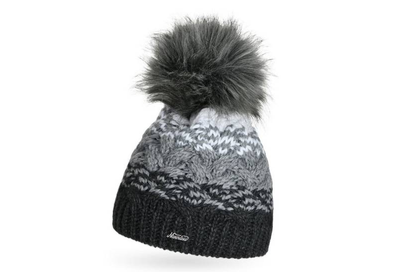 Neverless Bommelmütze Damen Strick-Mütze mit Fleecefutter Fell-Bommel Kunstfell Wintermütze von Neverless