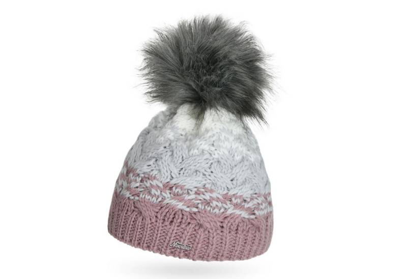Neverless Bommelmütze Damen Strick-Mütze mit Fleecefutter Fell-Bommel Kunstfell Wintermütze von Neverless