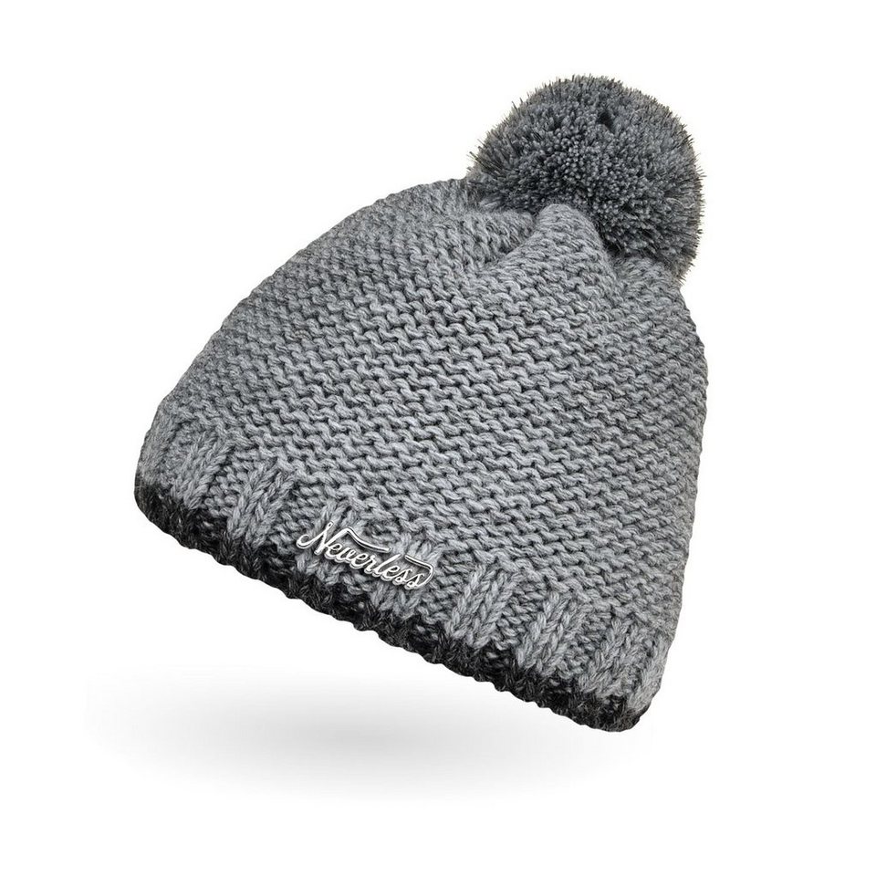 Neverless Bommelmütze Kinder Strick-Mütze Winter Mädchen Jungen Kinder Grobstrick mit reflektierendem Bommel Winter-mütze Neverless® von Neverless