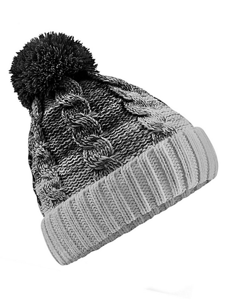 Neverless Bommelmütze Strickmütze Damen Grobstrick Pudelmütze zweifarbig Ombré Bommelmütze von Neverless